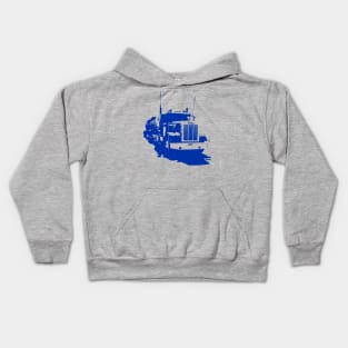 Freightliner classic 1980s big rig truck monoblock blue Kids Hoodie